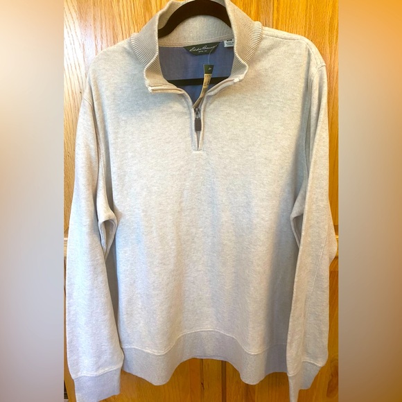 Eddie Bauer Men's Light Gray Half-Zip Sweater - Picture 1 of 8